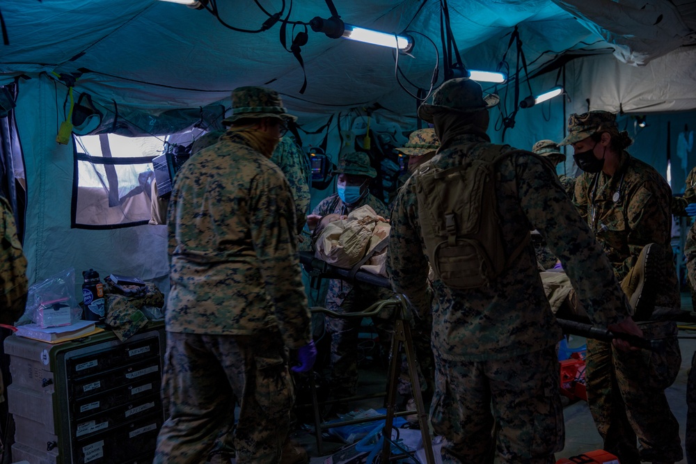 U.S. Marines and Sailors with Combat Logistics Battalion 5 conduct Mobile Combat Operations Center operations during Steel Knight 22