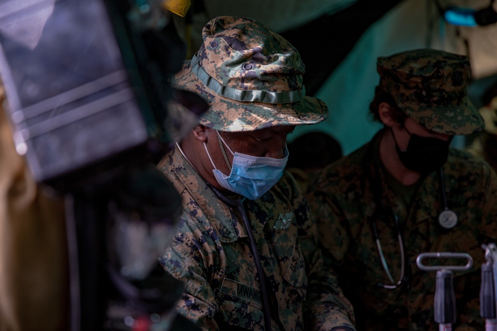 U.S. Marines and Sailors with Combat Logistics Battalion 5 conduct Mobile Combat Operations Center operations during Steel Knight 22