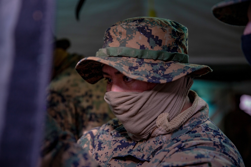 U.S. Marines and Sailors with Combat Logistics Battalion 5 conduct Mobile Combat Operations Center operations during Steel Knight 22