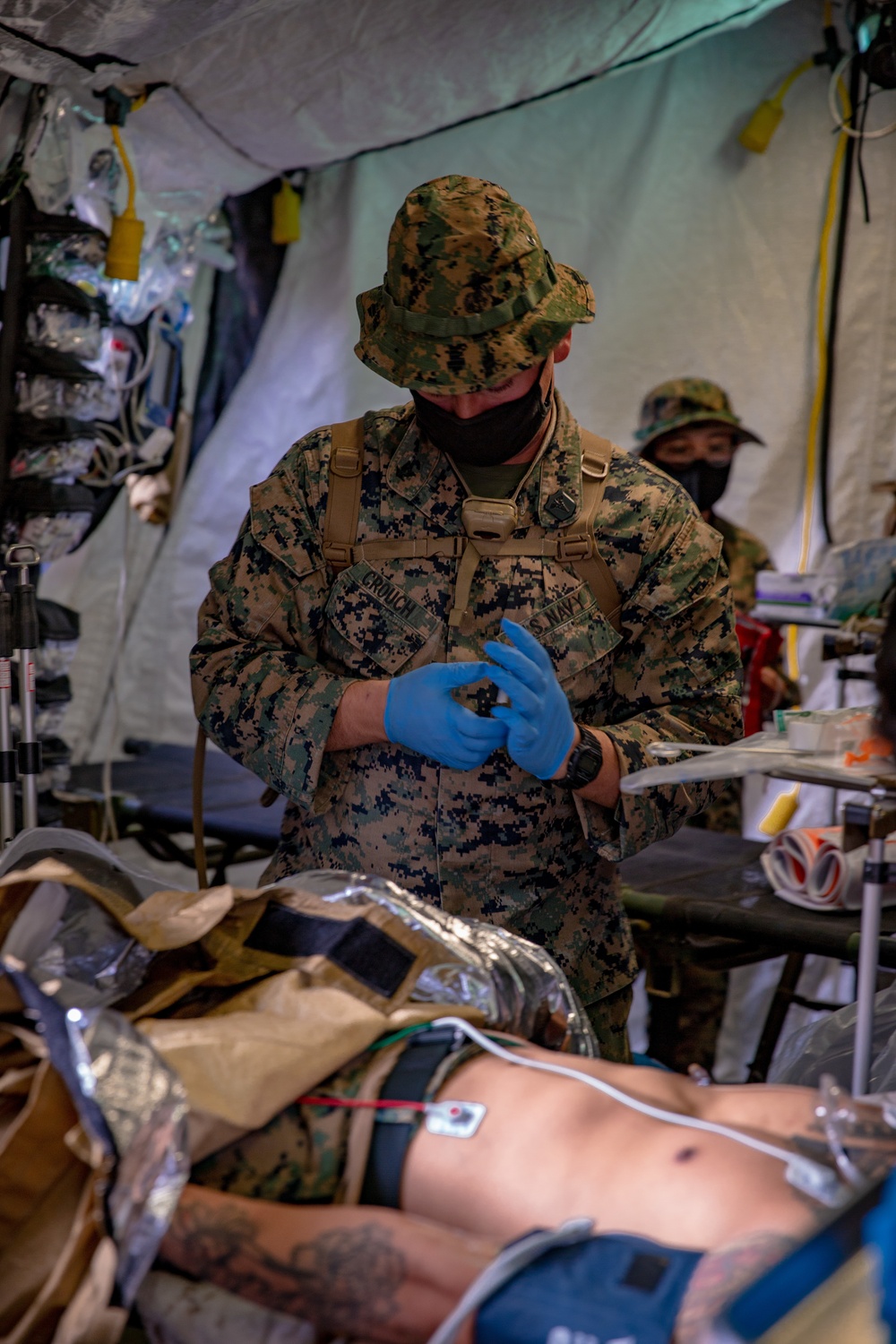 U.S. Marines and Sailors with Combat Logistics Battalion 5 conduct Mobile Combat Operations Center operations during Steel Knight 22