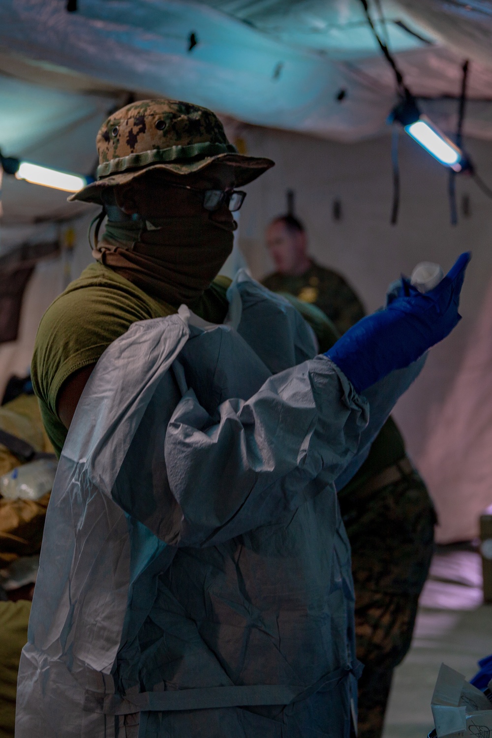 U.S. Marines and Sailors with Combat Logistics Battalion 5 conduct Mobile Combat Operations Center operations during Steel Knight 22