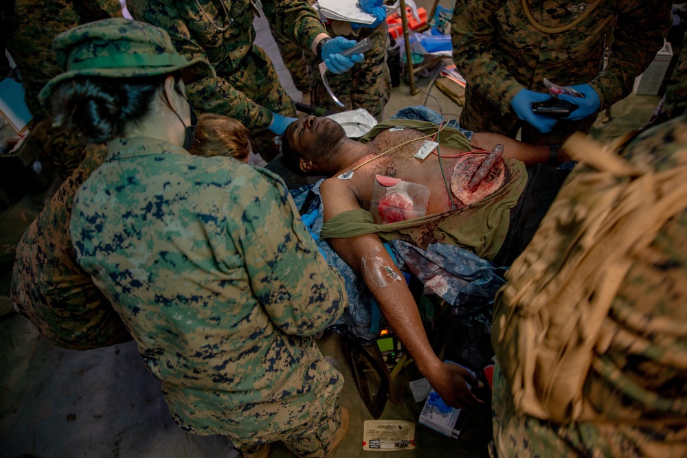 U.S. Marines and Sailors with Combat Logistics Battalion 5 conduct Mobile Combat Operations Center operations during Steel Knight 22