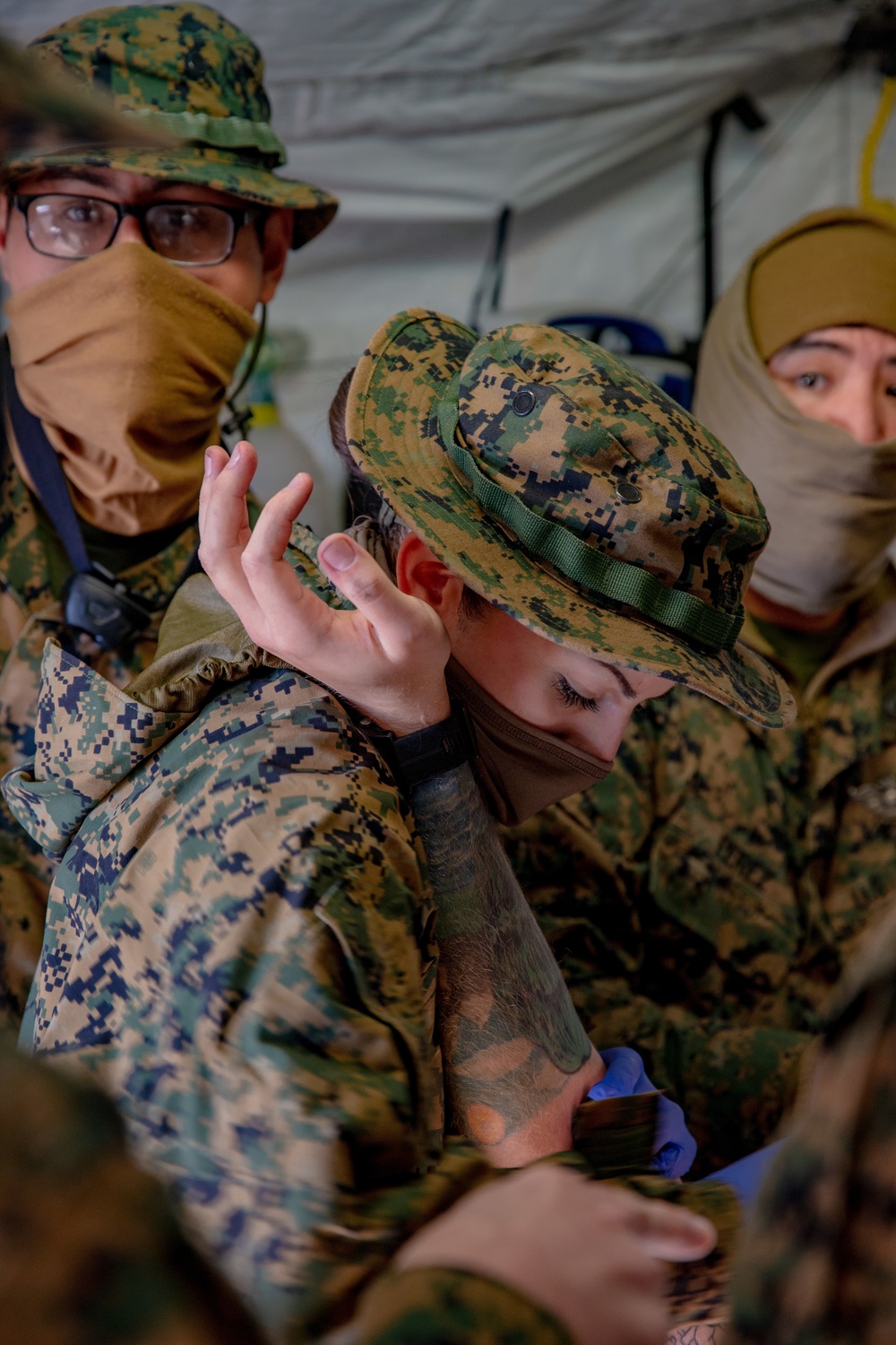 U.S. Marines and Sailors with Combat Logistics Battalion 5 conduct Mobile Combat Operations Center operations during Steel Knight 22