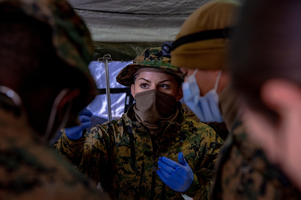 U.S. Marines and Sailors with Combat Logistics Battalion 5 conduct Mobile Combat Operations Center operations during Steel Knight 22