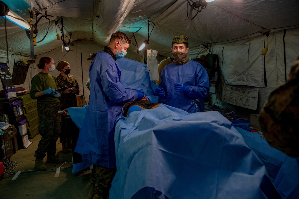 U.S. Marines and Sailors with Combat Logistics Battalion 5 conduct Mobile Combat Operations Center operations during Steel Knight 22