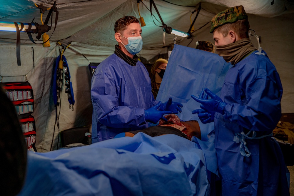 U.S. Marines and Sailors with Combat Logistics Battalion 5 conduct Mobile Combat Operations Center operations during Steel Knight 22