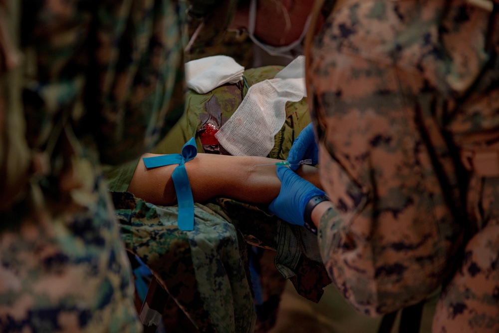 U.S. Marines and Sailors with Combat Logistics Battalion 5 conduct Mobile Combat Operations Center operations during Steel Knight 22