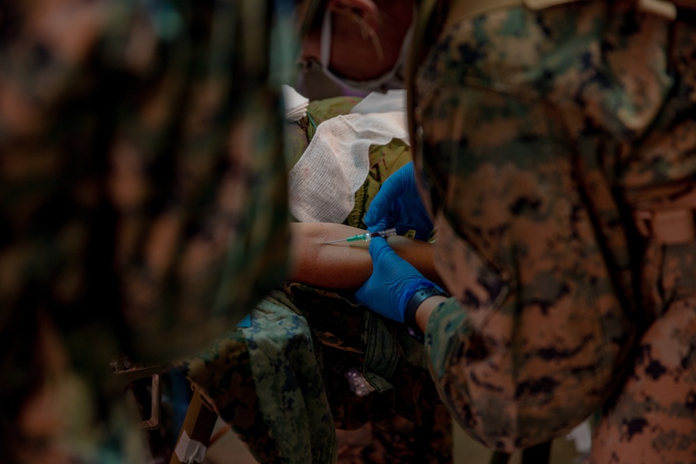 U.S. Marines and Sailors with Combat Logistics Battalion 5 conduct Mobile Combat Operations Center operations during Steel Knight 22