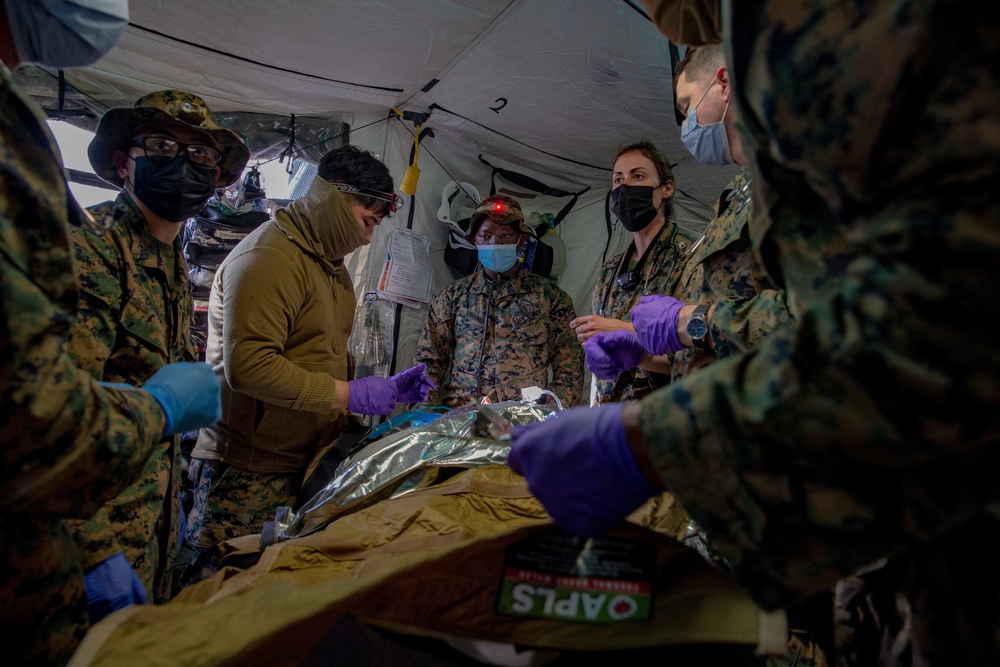 U.S. Marines and Sailors with Combat Logistics Battalion 5 conduct Mobile Combat Operations Center operations during Steel Knight 22