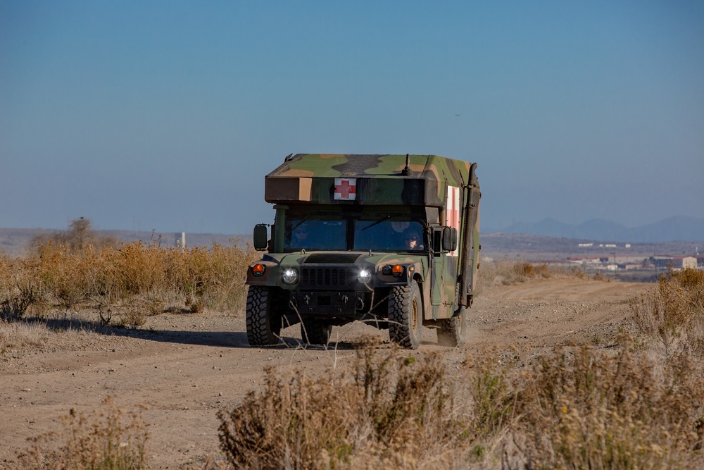 U.S. Marines and Sailors with Combat Logistics Battalion 5 conduct Mobile Combat Operations Center operations during Steel Knight 22