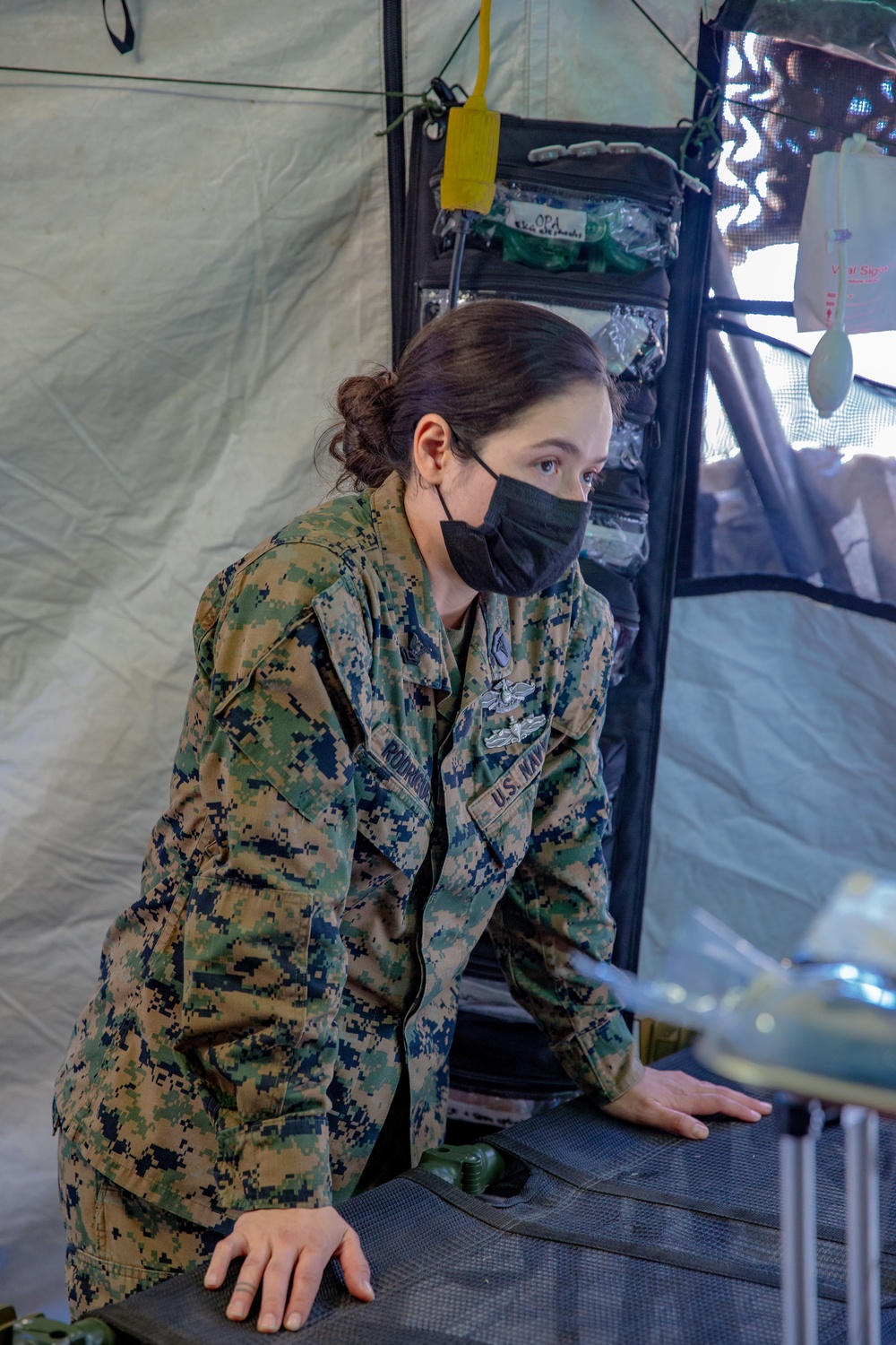 U.S. Marines and Sailors with Combat Logistics Battalion 5 conduct Mobile Combat Operations Center operations during Steel Knight 22