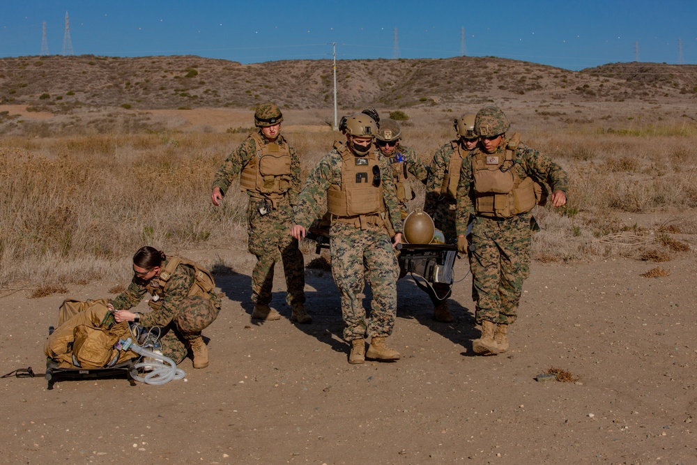 U.S. Marines and Sailors with Combat Logistics Battalion 5 conduct Mobile Combat Operations Center operations during Steel Knight 22