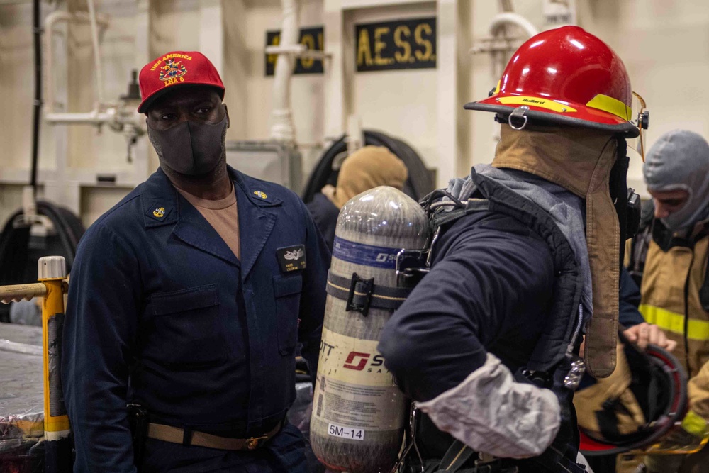 USS America Sailors Conduct Damage Control Drill