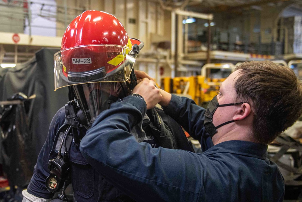 USS America Sailors Conduct Damage Control Drill