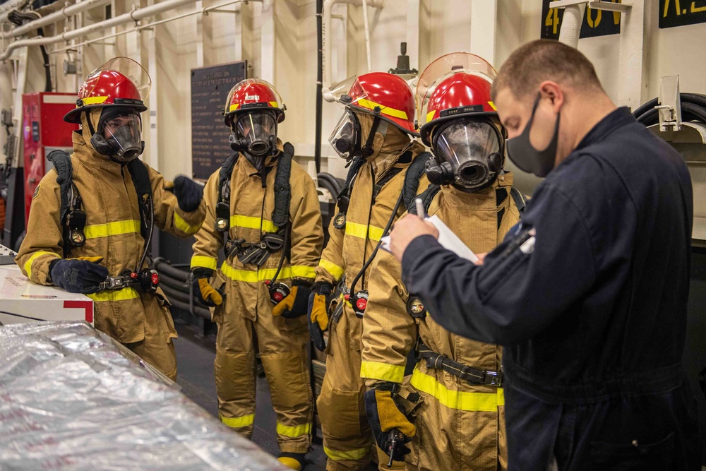 USS America Sailors Conduct Damage Control Drill