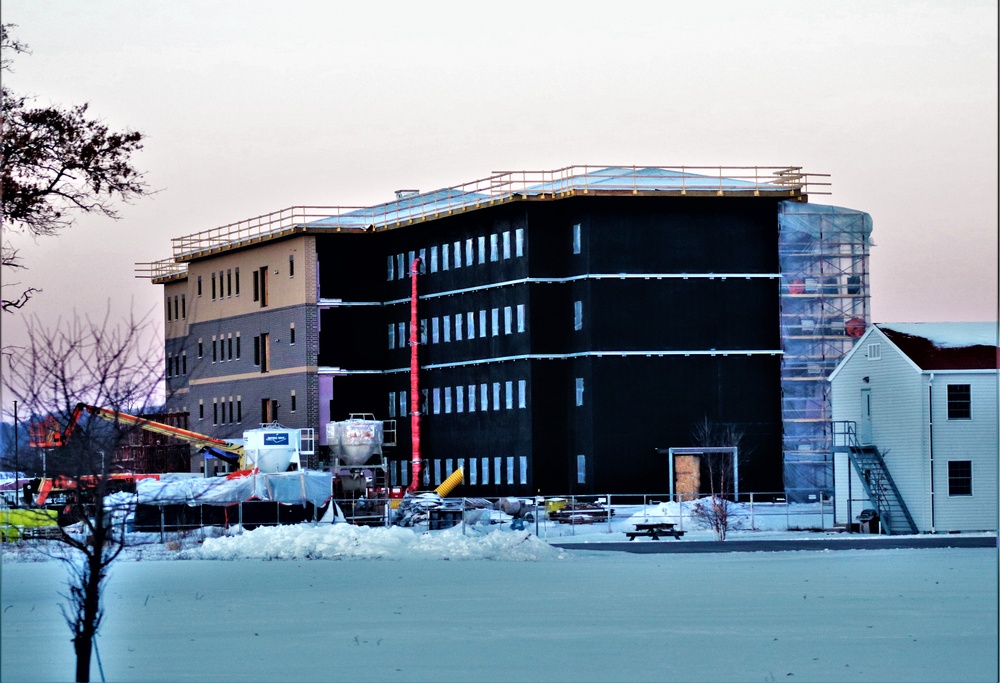 Contractor continues to make progress on new Fort McCoy barracks despite winter’s grip