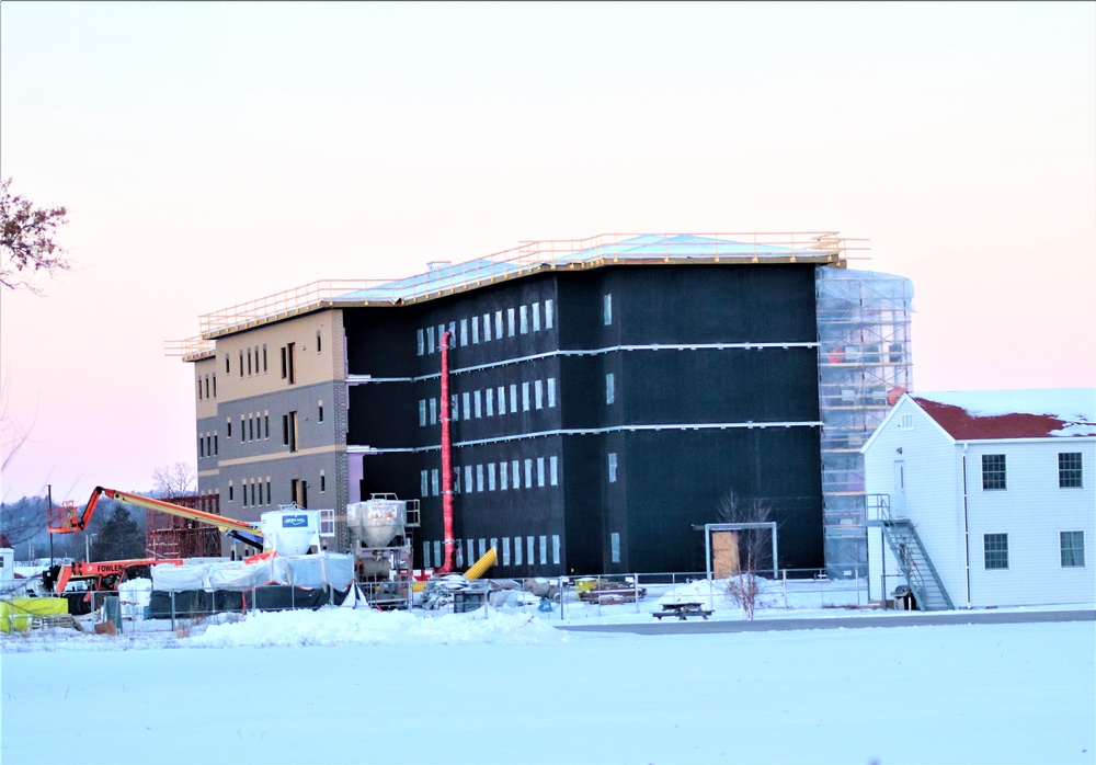 Contractor continues to make progress on new Fort McCoy barracks despite winter’s grip