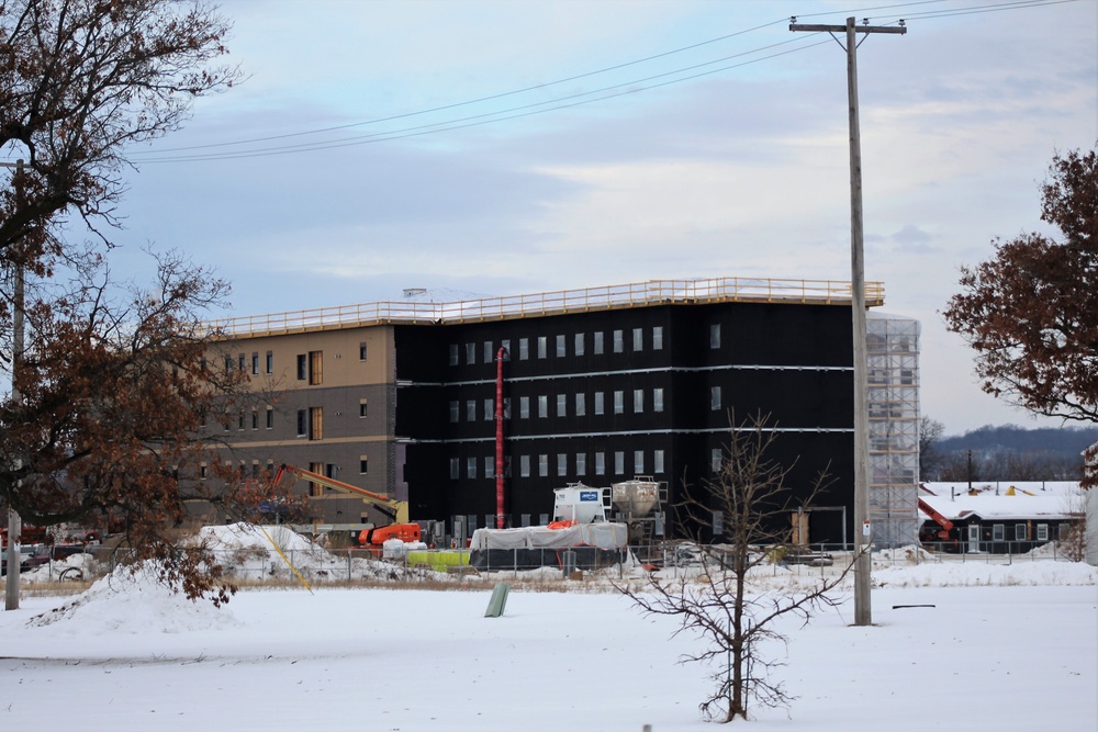 Contractor continues to make progress on new Fort McCoy barracks despite winter’s grip