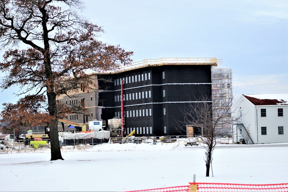 Contractor continues to make progress on new Fort McCoy barracks despite winter’s grip