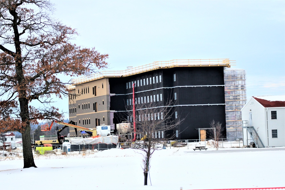 Contractor continues to make progress on new Fort McCoy barracks despite winter’s grip