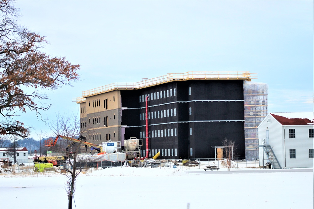 Contractor continues to make progress on new Fort McCoy barracks despite winter’s grip