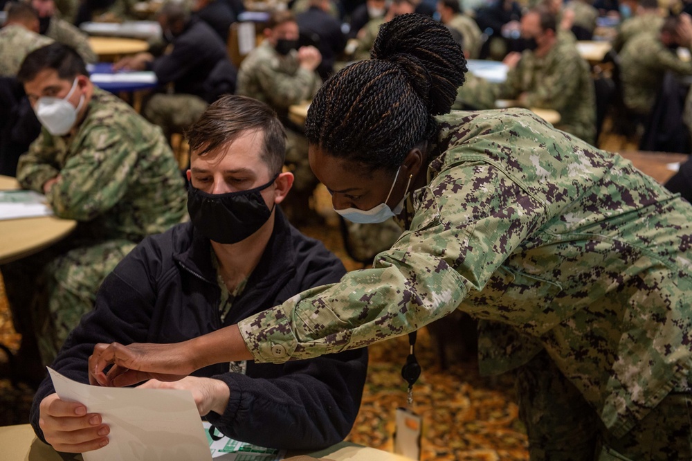 Sailors take Chief Petty Officer exam