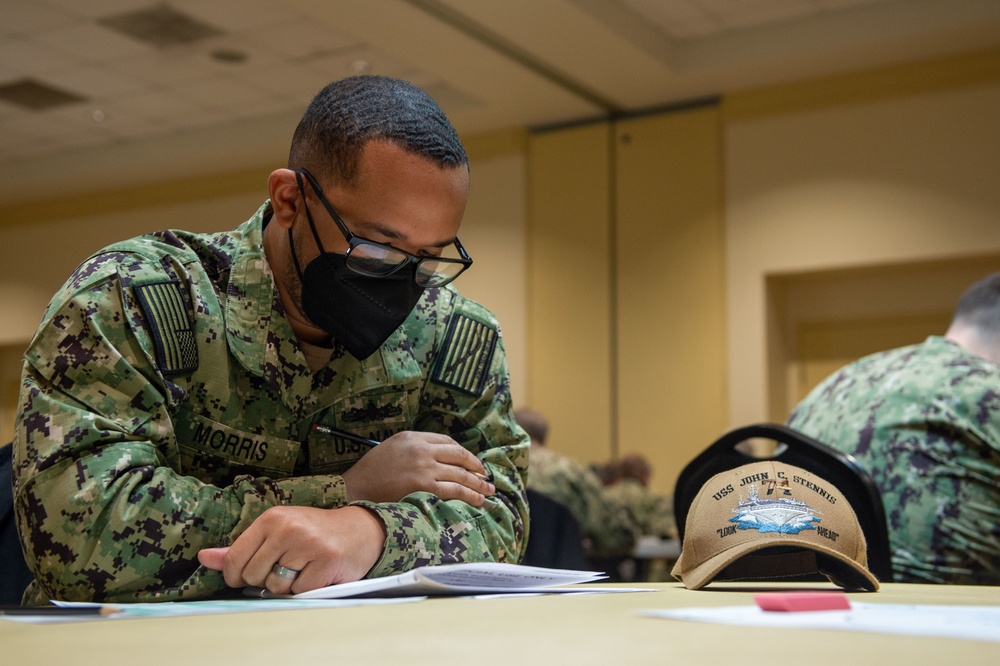 Sailors take Chief Petty Officer exam