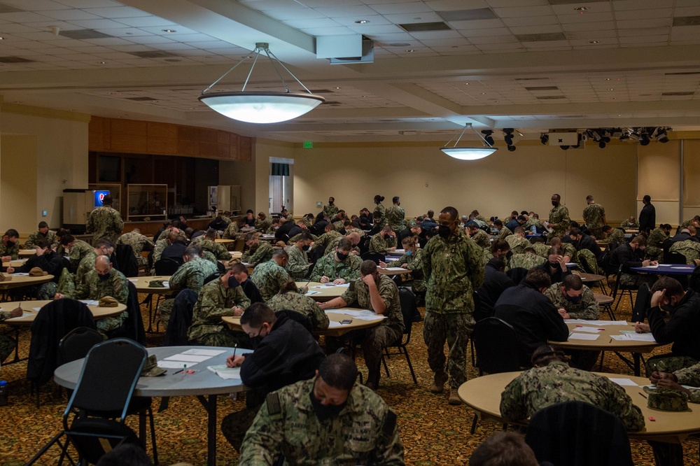 Sailors take Chief Petty Officer exam