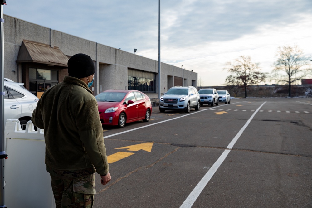 Connecticut Army National Guard soldiers assist New Haven COVID Test Site.