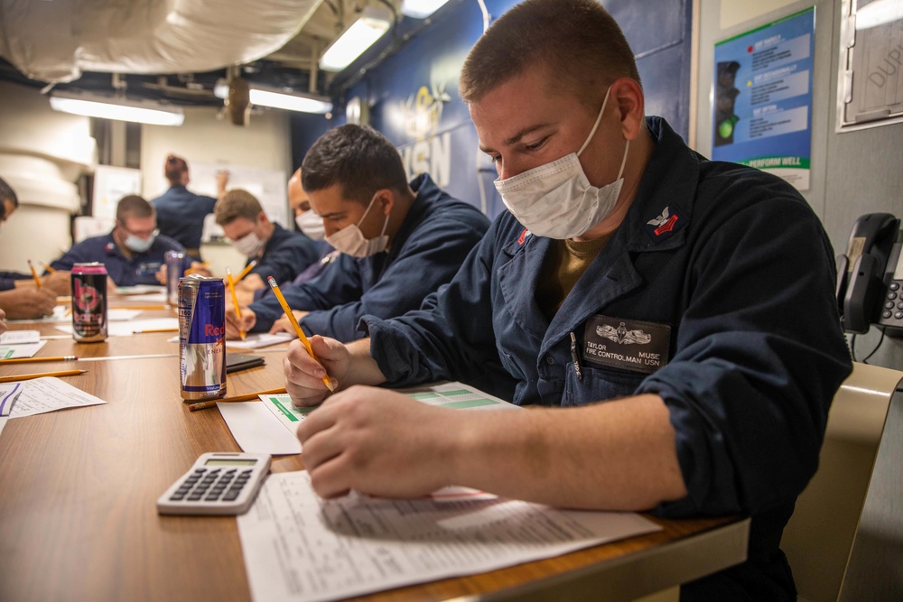 USS Milwaukee FCPOs Take the CPO Advancement Exam