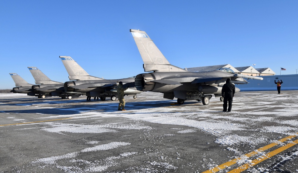 148th Fighter Wing launches in frigid temps