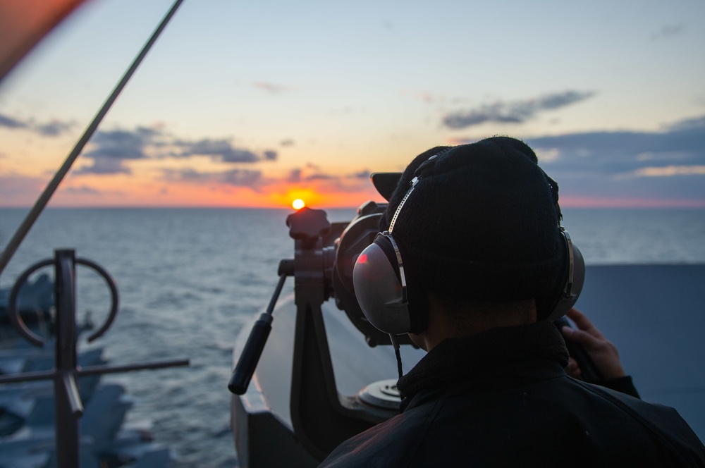 The Harry S. Truman Carrier Strike Group is on a scheduled deployment in the U.S. Sixth Fleet area of operations in support of naval operations to maintain maritime stability and security.