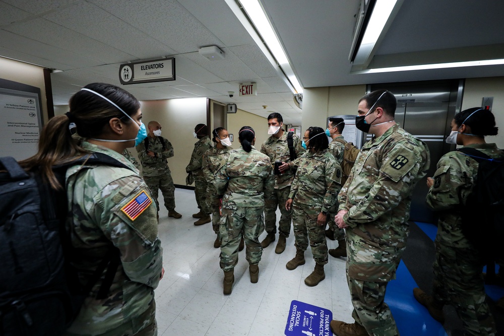 U.S. Army Military Medical Team arrives at University Hospital in Newark, New Jersey.