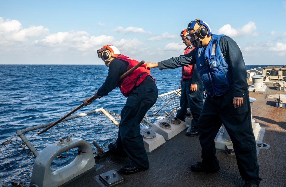 Sailors Aboard USS Ralph Johnson (DDG 114) Conduct Flight Operations