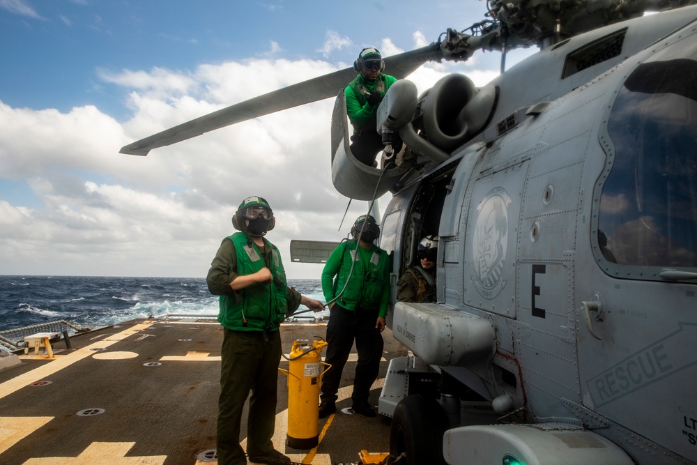 Sailors Aboard USS Ralph Johnson (DDG 114) Conduct Flight Operations