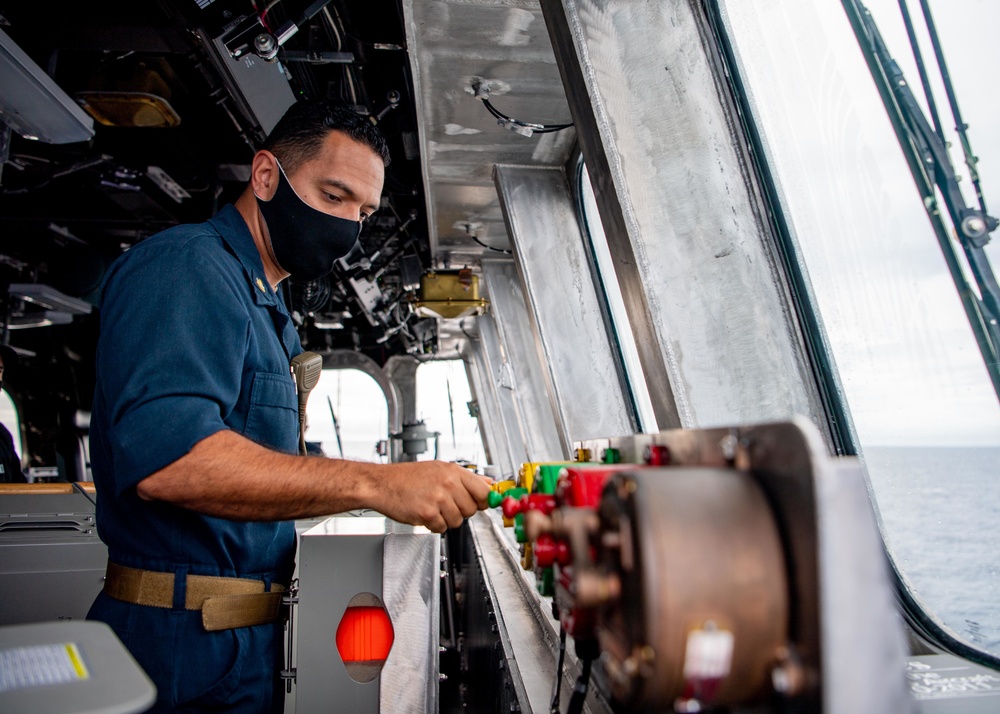 USS Charleston Sailor Tests Collision Alarm System