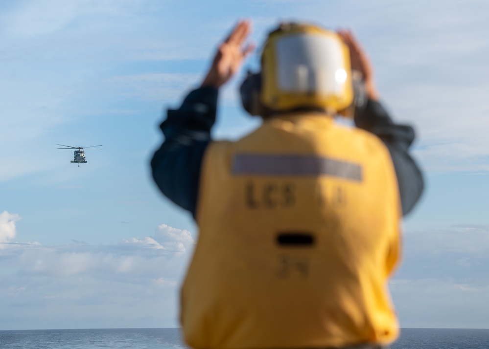 USS Charleston Sailors Conduct Flight Operations