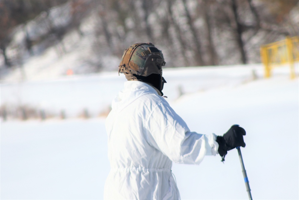 Cold-Weather Operations Course students complete skiing familiarization during training at Fort McCoy