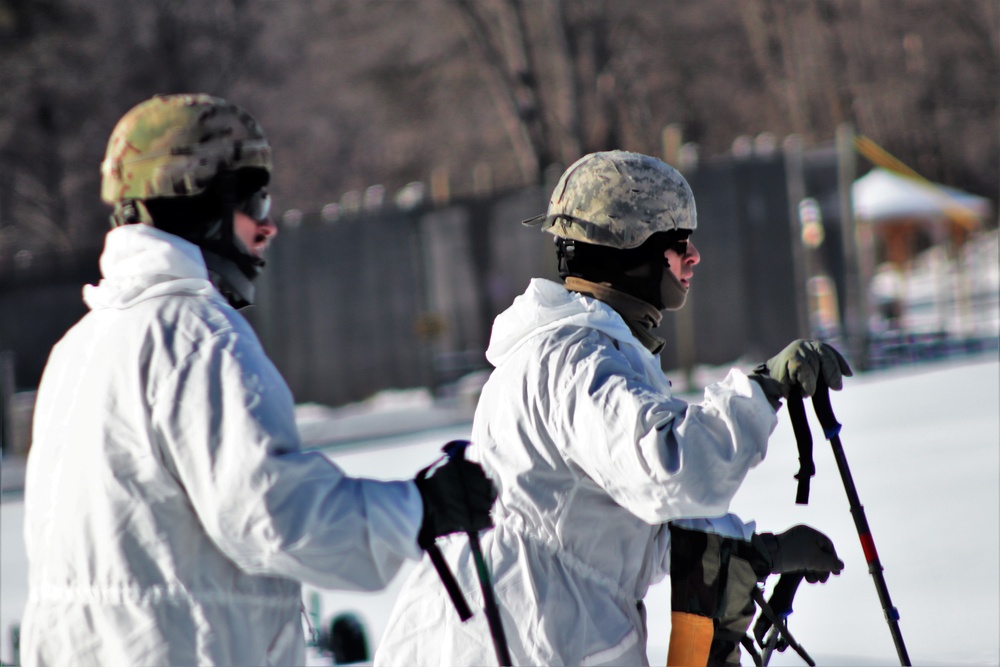 Cold-Weather Operations Course students complete skiing familiarization during training at Fort McCoy