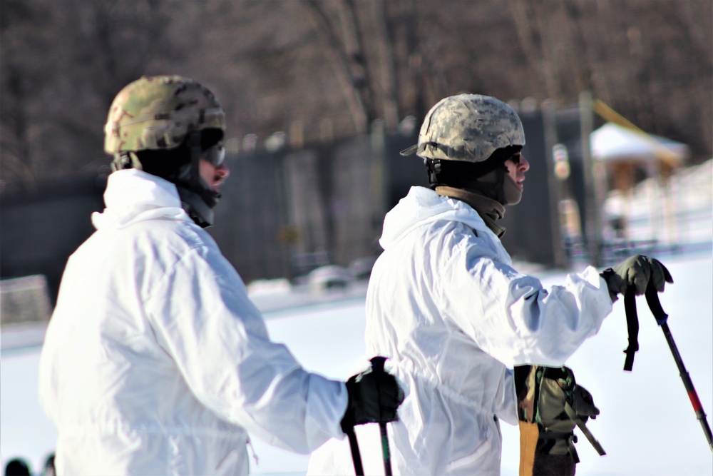 Cold-Weather Operations Course students complete skiing familiarization during training at Fort McCoy