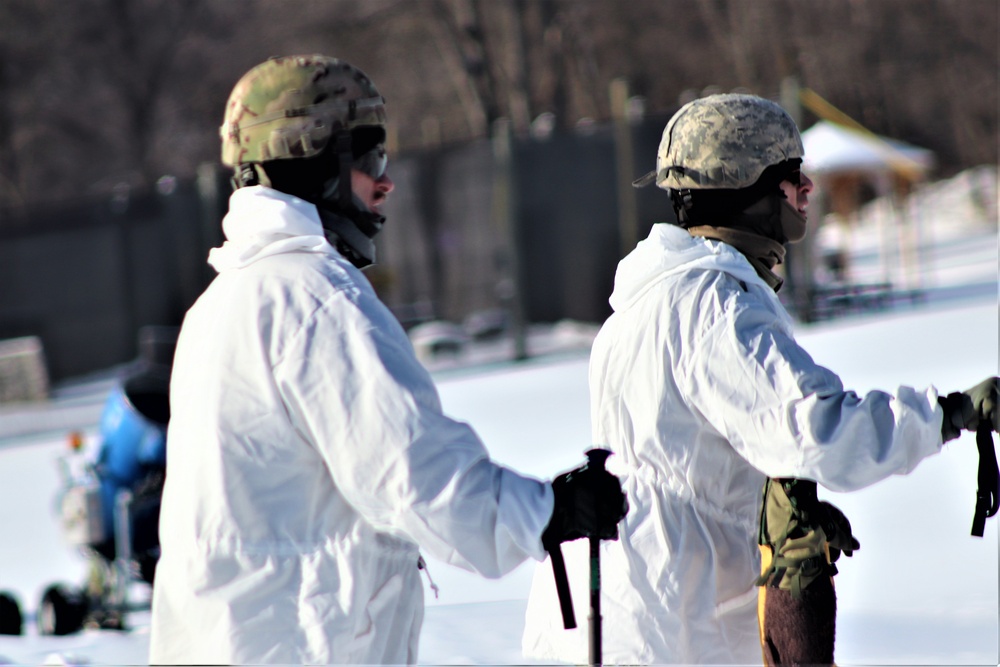 Cold-Weather Operations Course students complete skiing familiarization during training at Fort McCoy