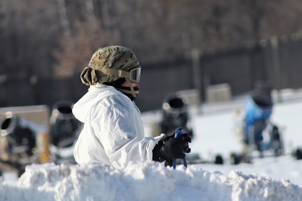 Cold-Weather Operations Course students complete skiing familiarization during training at Fort McCoy