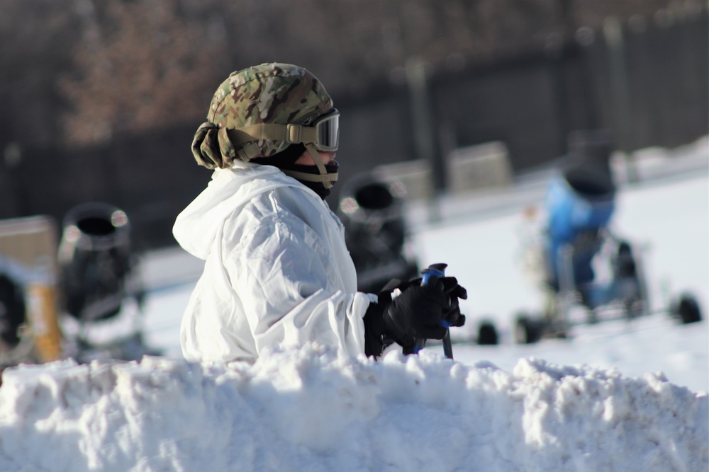 Cold-Weather Operations Course students complete skiing familiarization during training at Fort McCoy