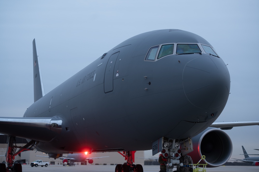 A KC-46a Arrive with 18AF DVs