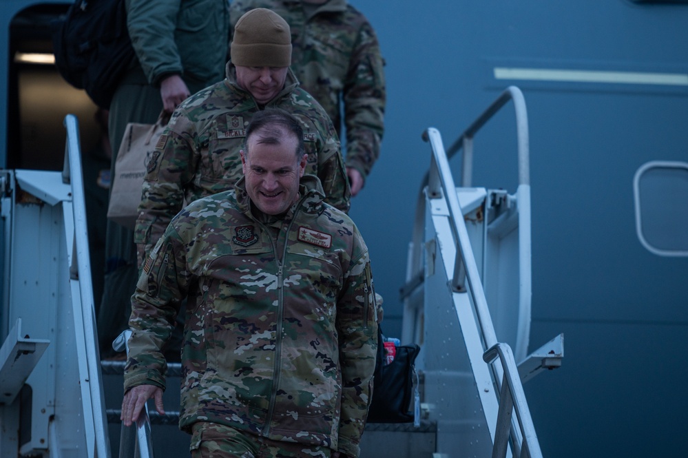 A KC-46a Arrive with 18AF DVs