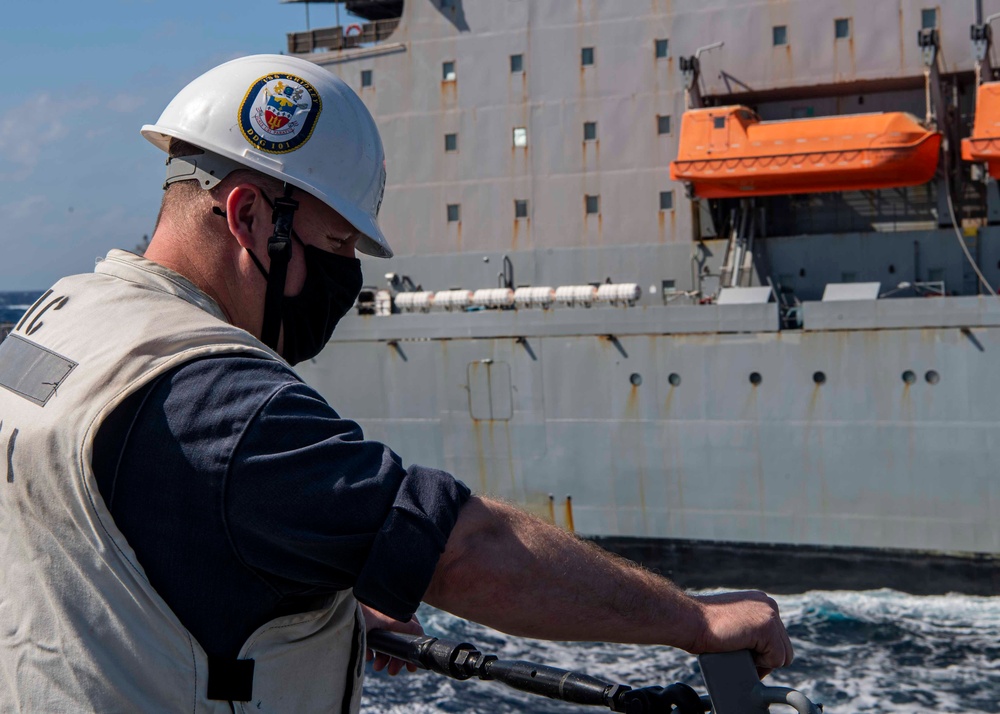 Gridley conducts a replenishment-at-sea