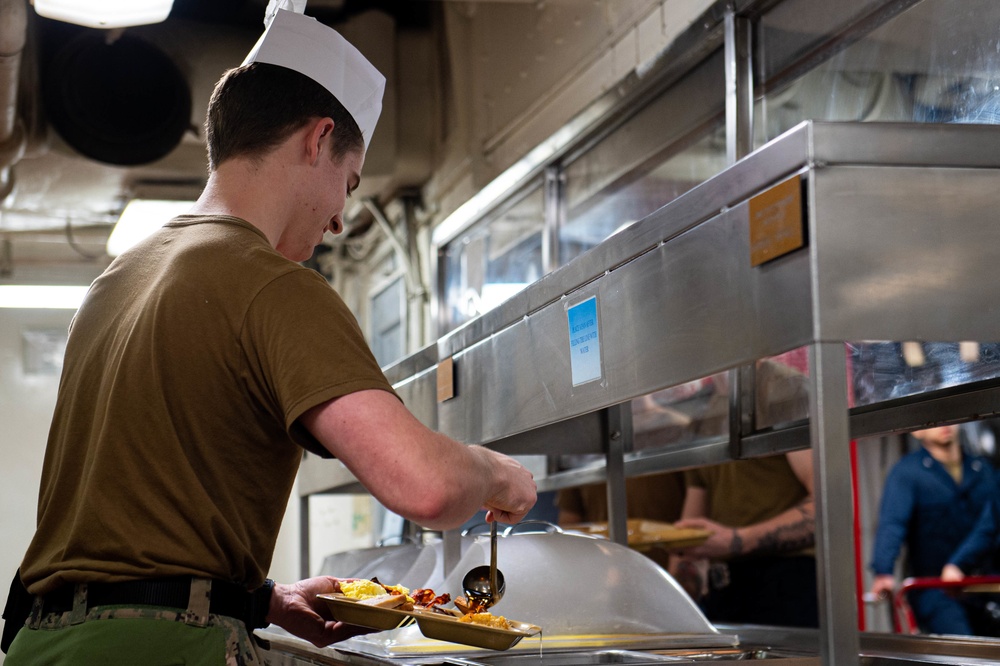 USS Carl Vinson (CVN 70) Sailors Serve Breakfast