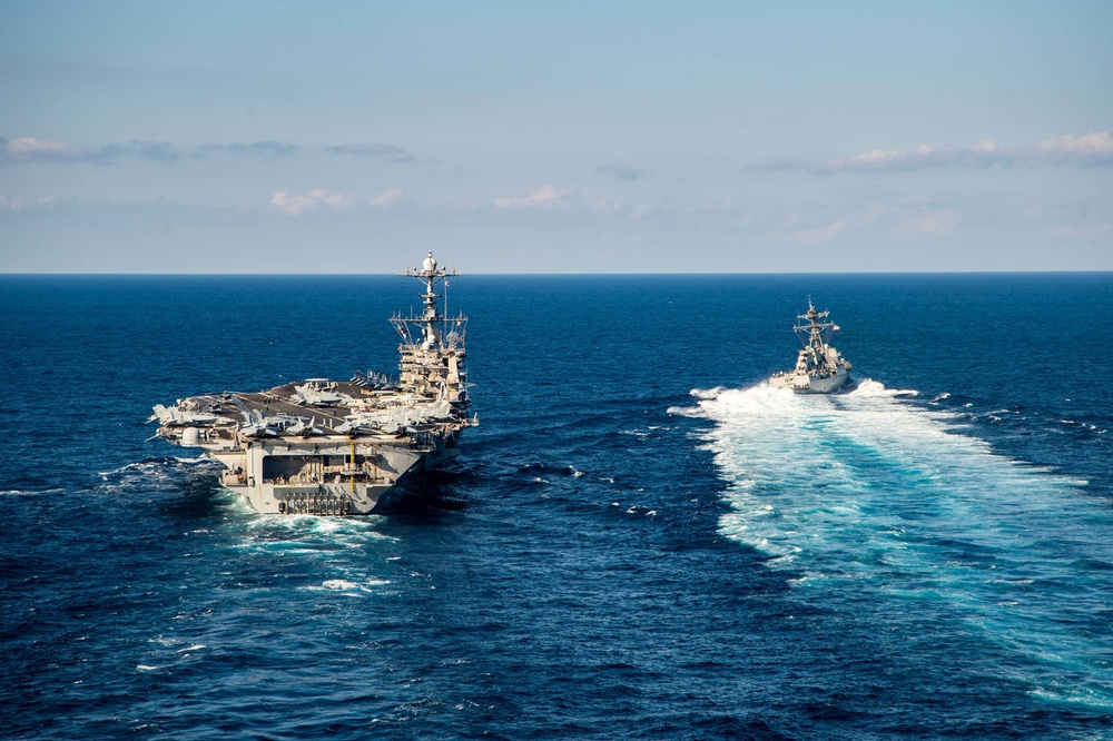 The Harry S. Truman Carrier Strike Group is on a scheduled deployment in the U.S. Sixth Fleet area of operations in support of naval operations to maintain maritime stability and security.