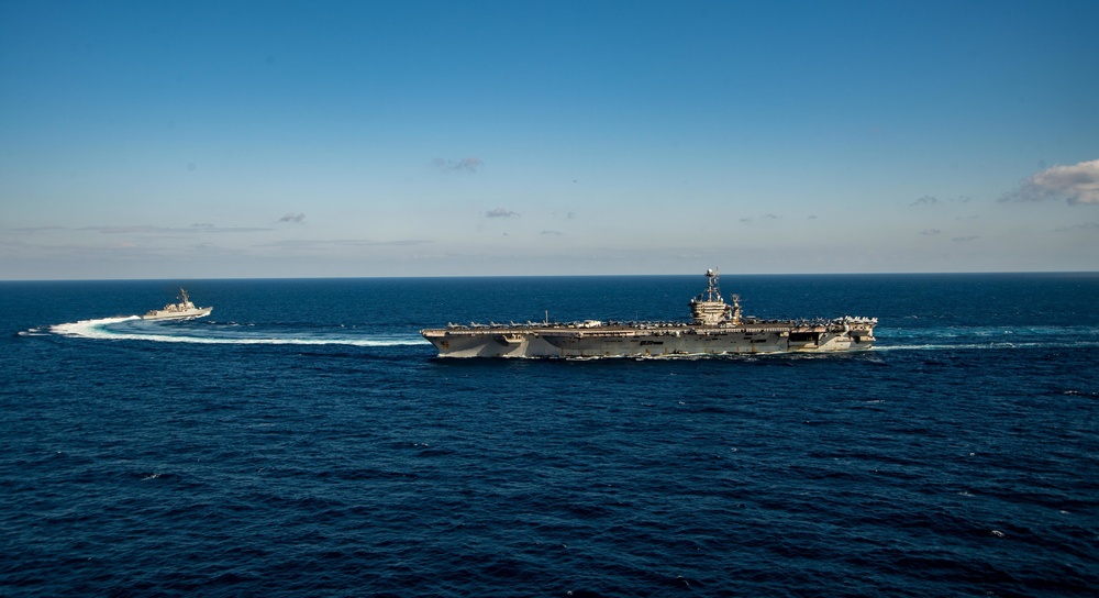 The Harry S. Truman Carrier Strike Group is on a scheduled deployment in the U.S. Sixth Fleet area of operations in support of naval operations to maintain maritime stability and security.