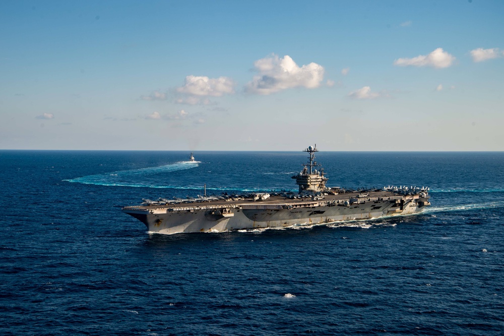 The Harry S. Truman Carrier Strike Group is on a scheduled deployment in the U.S. Sixth Fleet area of operations in support of naval operations to maintain maritime stability and security.